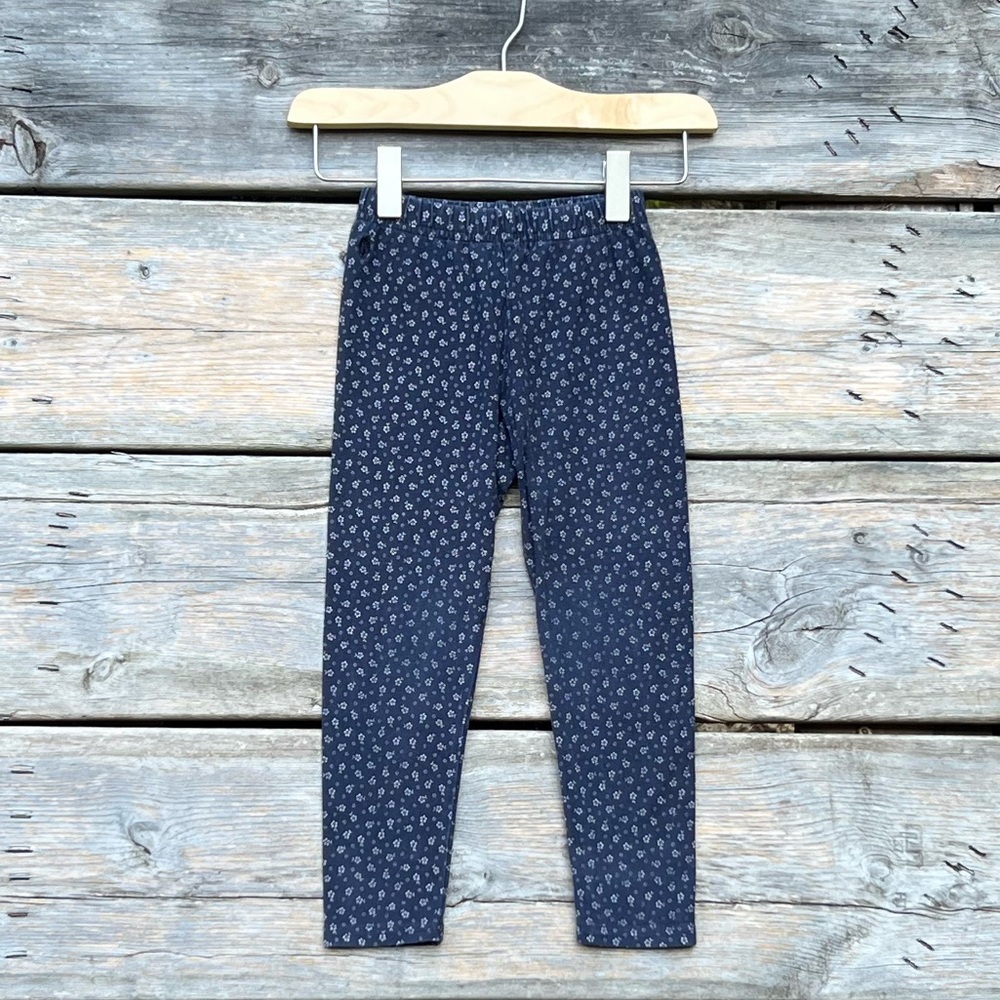 Polo Ralph Lauren Girls’ Leggings Navy Blue Floral Pattern Size 5/5T